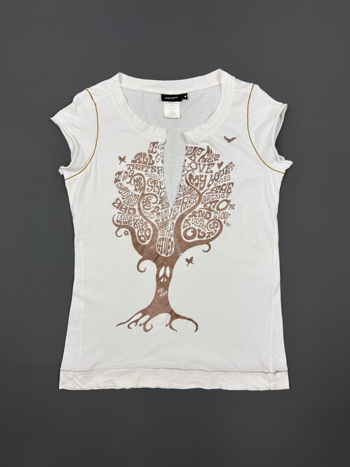 Miss Sixty Y2K Vintage Miss Sixty Split Neck Graphic Babydoll T-Shirt S Size S / US 4 / IT 40 - 3 Thumbnail