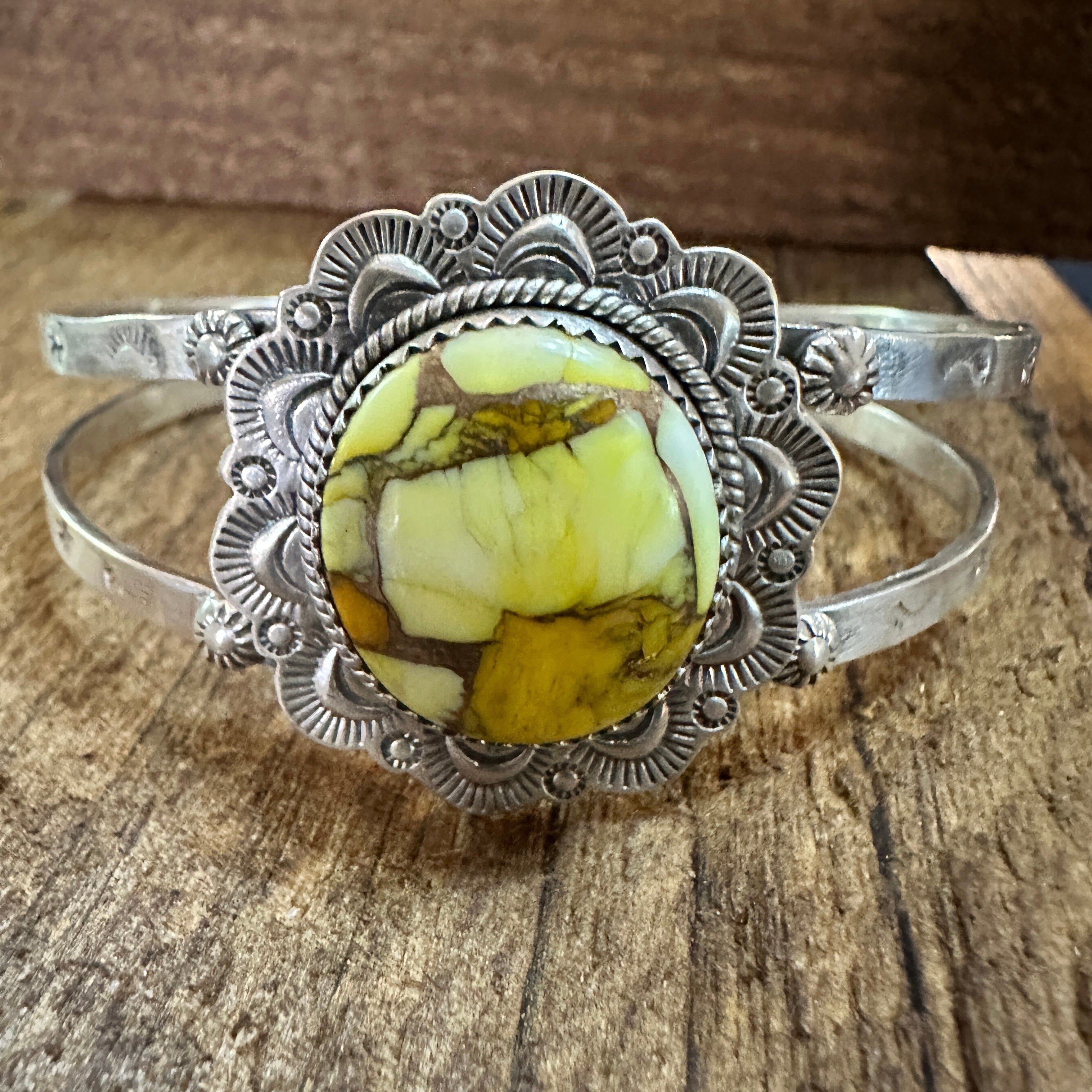 Other Handmade Sterling Silver Honey Dahlia Cuff Bracelet, Signed Size ONE SIZE - 1 Thumbnail