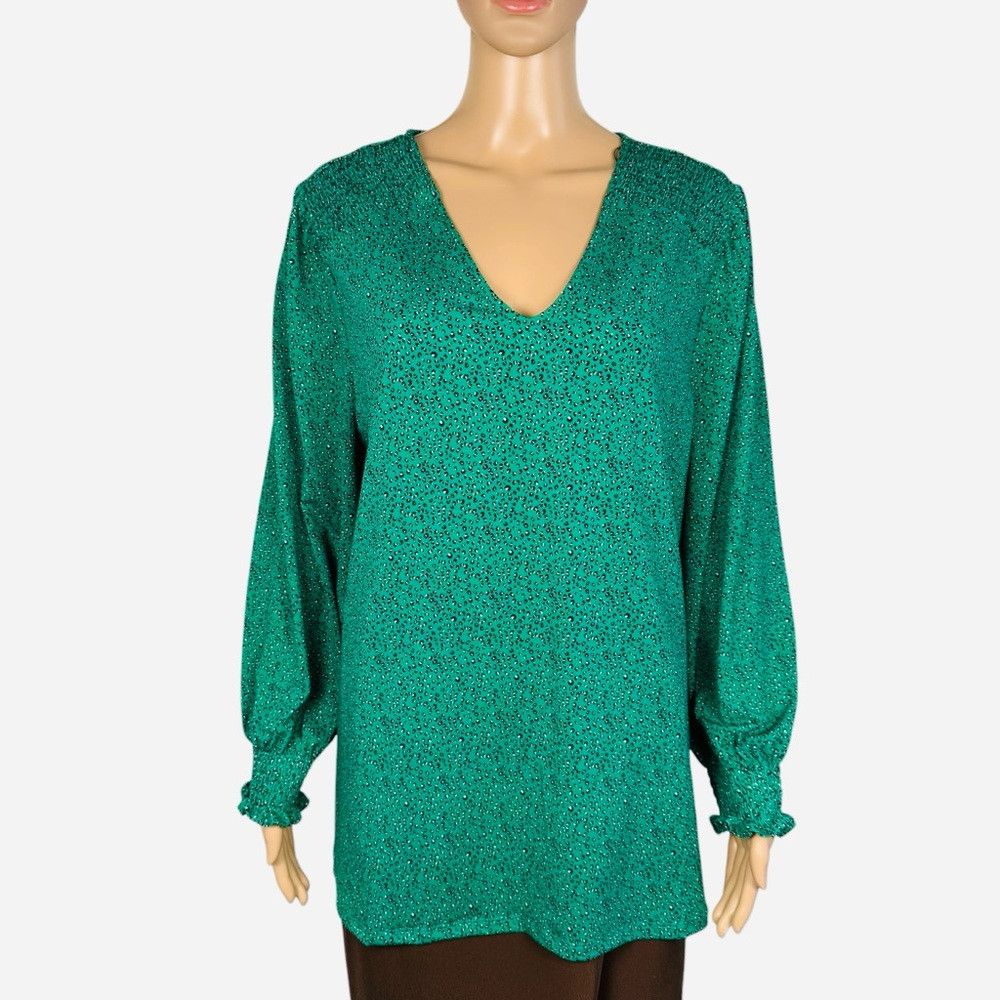Adrianna Papell NWT New $79 Adrianna Papell Green Cheetah Print Long Sleeve Size XL / US 12-14 / IT 48-50 - 1 Thumbnail