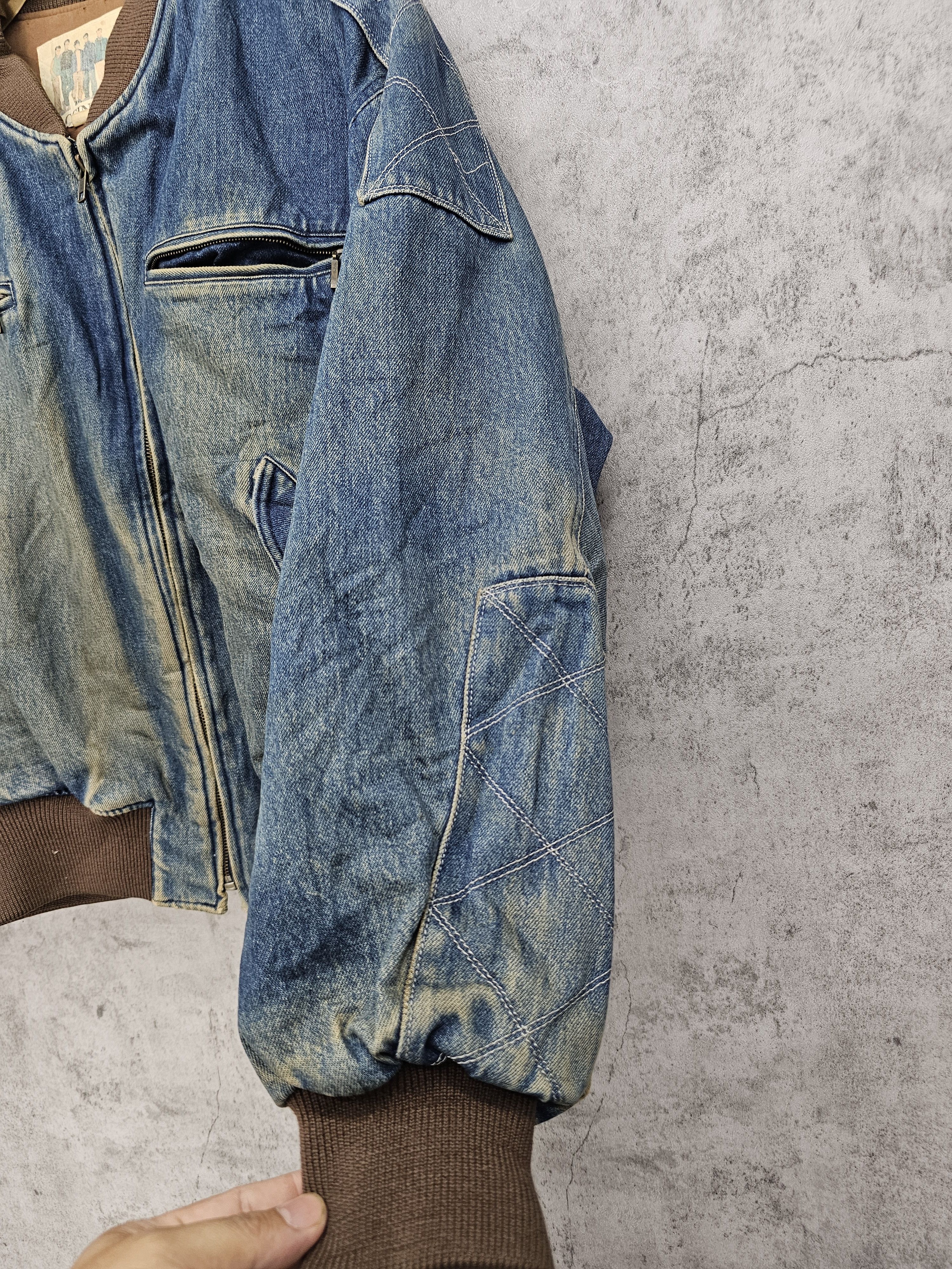 Japanese Brand Vintage PACCINO CLUB Ripped Faded Denim Bomber Jacket J0084 Size US XL / EU 56 / 4 - 3 Thumbnail