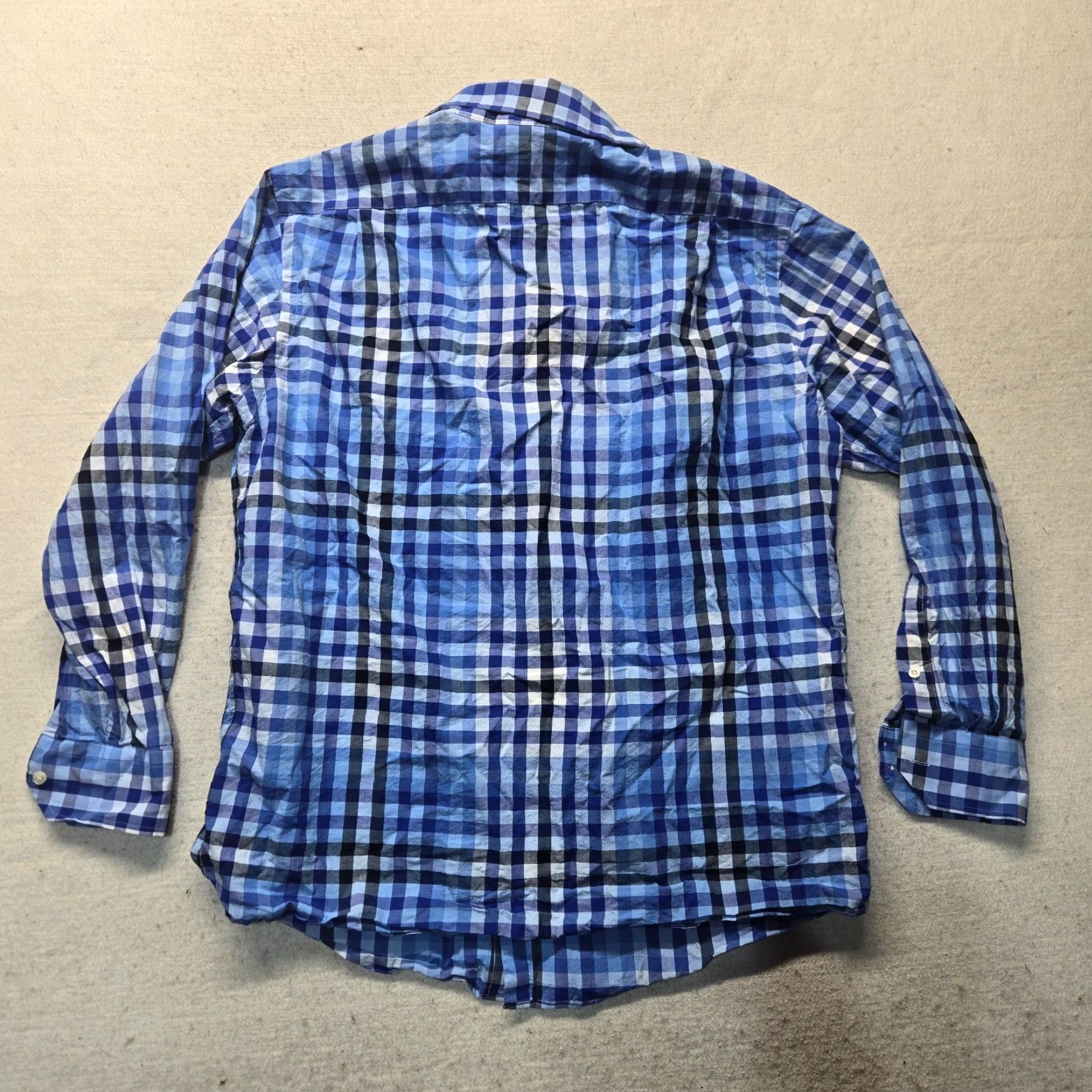 Cremieux Daniel Cremieux Shirt Button-Up Check Long Sleeve Blue Adult Large Mens Size US L / EU 52-54 / 3 - 7 Thumbnail