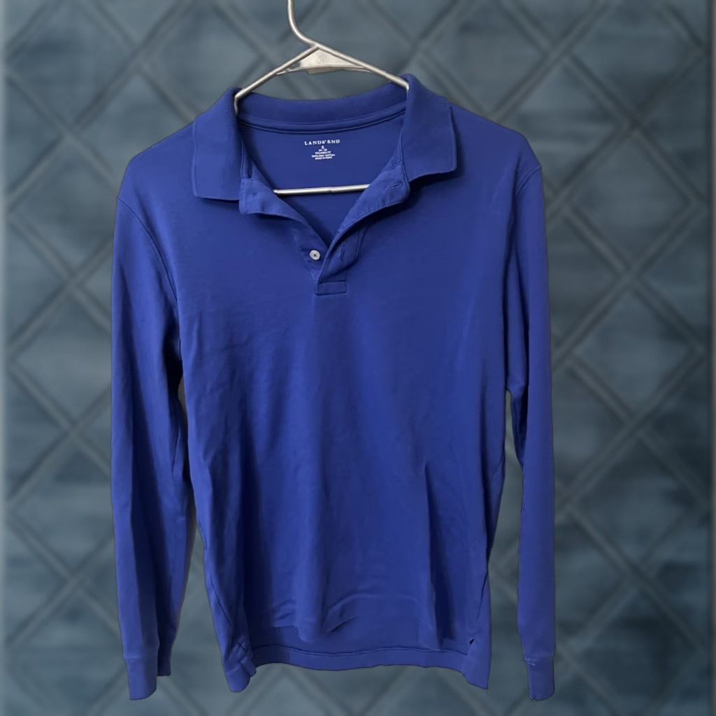 Lands' End Lands' End Polo Shirt Long Sleeve Traditional Fit Blue Men's Size S Small Preppy Size US S / EU 44-46 / 1 - 1 Thumbnail