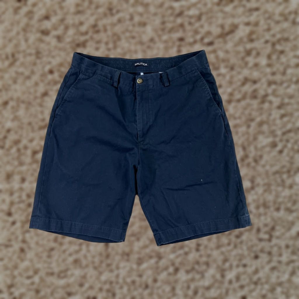 Nautica Nautica Shorts Mens 34 Blue 100% Cotton Twill Chino Zip Fly Casual Skate Surf - Regular Fit, Mid Rise, 10 Inseam, Cotton Canvas, Blue, Men Size US 34 / EU 50 - 1 Thumbnail
