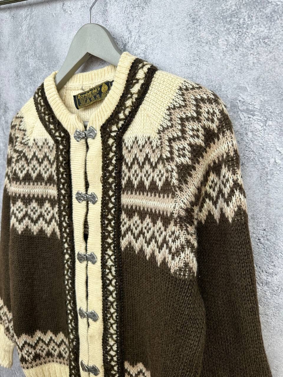Vintage Nordstrikk Norway Wool Cardigan Pewter Clasp Nordic Isle Size M / US 6-8 / IT 42-44 - 5 Thumbnail