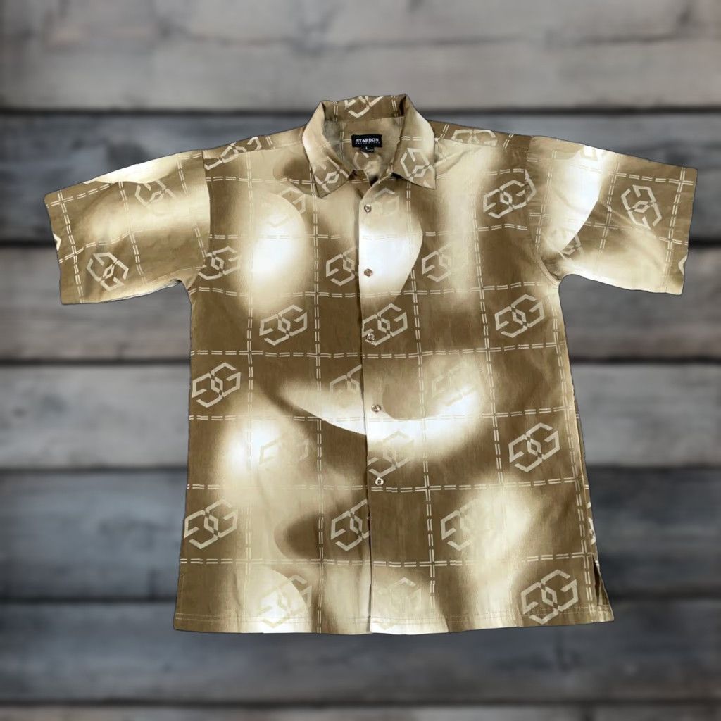 Vintage VTG Shirt Geometric Pattern Brown Adult Large Mens 90s Hip Hop Vintage Size US L / EU 52-54 / 3 - 1 Thumbnail