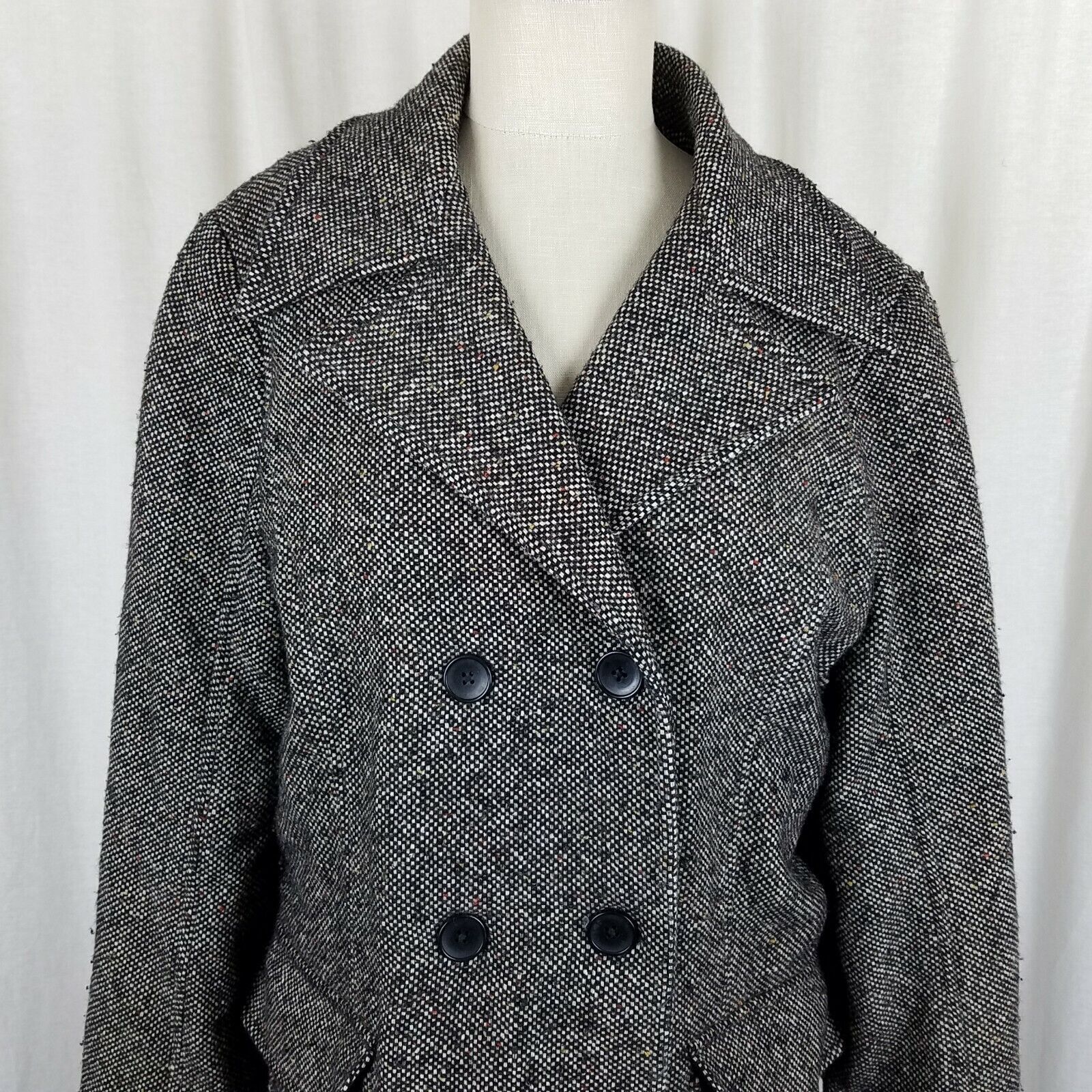 Eddie Bauer Vtg Eddie Bauer Double Breasted Wool Tweed Peacoat Car Coat Size L / US 10 / IT 46 - 2 Thumbnail