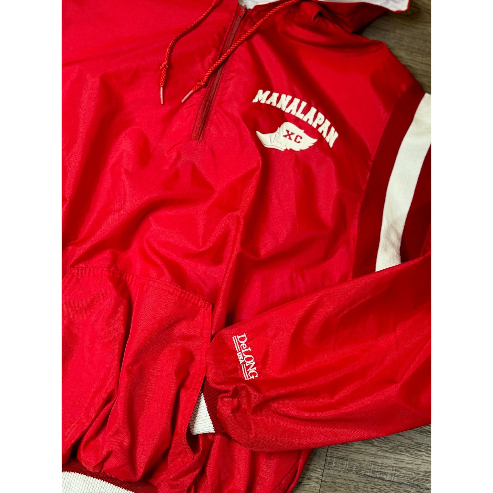 Delong Vintage DeLong Red Anorak Style Athletic Jacket 80s Retro Size US L / EU 52-54 / 3 - 3 Thumbnail
