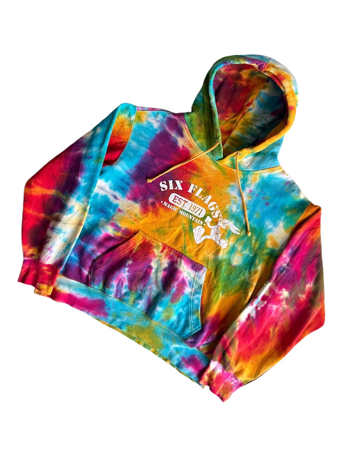 Too Cute Guetta Bros. × Vintage × Warner Bros 1990s Too Cute Bugs Bunny Warner Bros©️ 6 Flags Boxy Hoodie Size US S / EU 44-46 / 1 - 2 Thumbnail