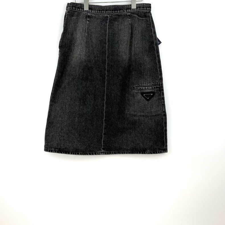 Prada Prada Washed gray metal triangle label denim skirt 2502-Nex Size 28" / US 6 / IT 42 - 4 Thumbnail