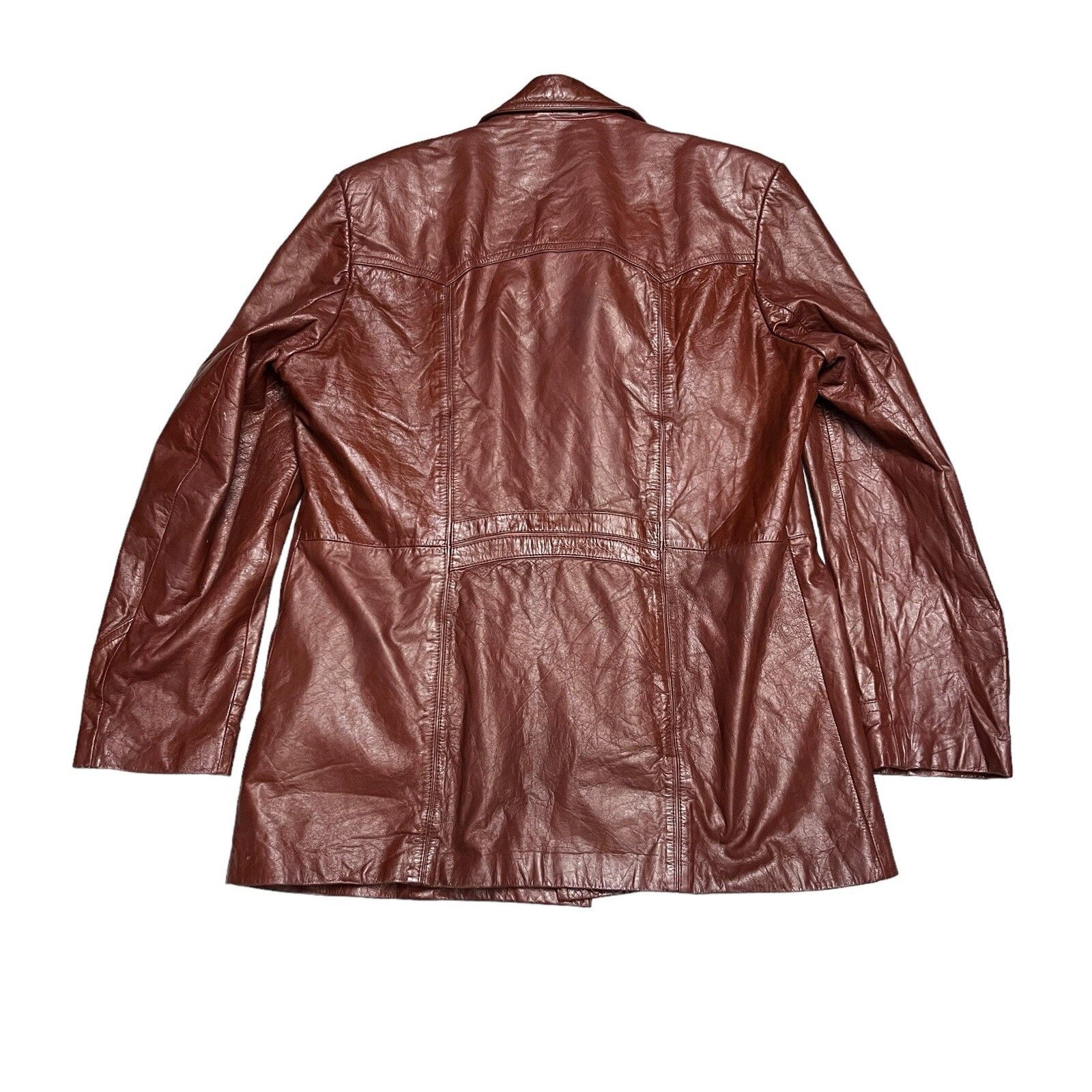 Leather VINTAGE Bermans 100% LEATHER Brown Faux Fur Fleece Jacket Size US L / EU 52-54 / 3 - 6 Thumbnail