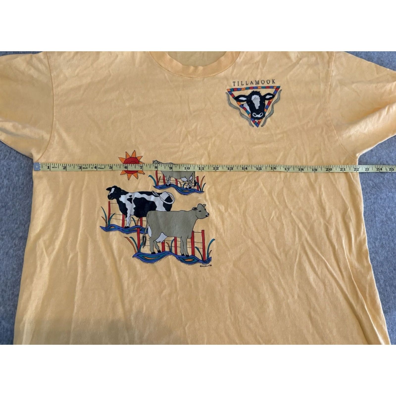 Anvil VINTAGE Tillamook Cow Shirt Yellow Anvil T-Shirt Crew Neck Short Sleeve Cotton Size XL Mens United States 1990s Graphic Print Single Stitch Size US XL / EU 56 / 4 - 6 Thumbnail