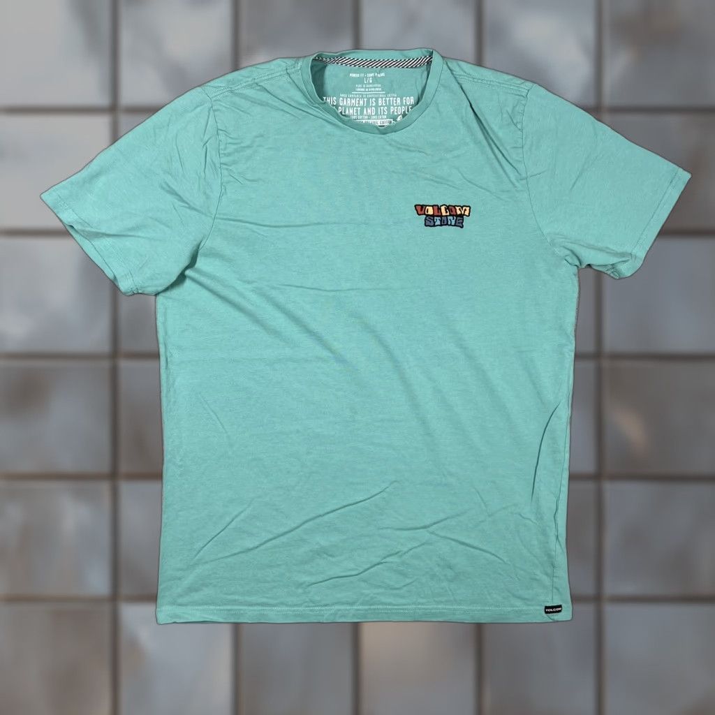 Volcom Volcom Stone Wavey Graphic T-Shirt Mens Size Large Mint Green Crew Neck Short Sleeve T-Shirt Regular Cotton Green Retro Size US L / EU 52-54 / 3 - 1 Thumbnail