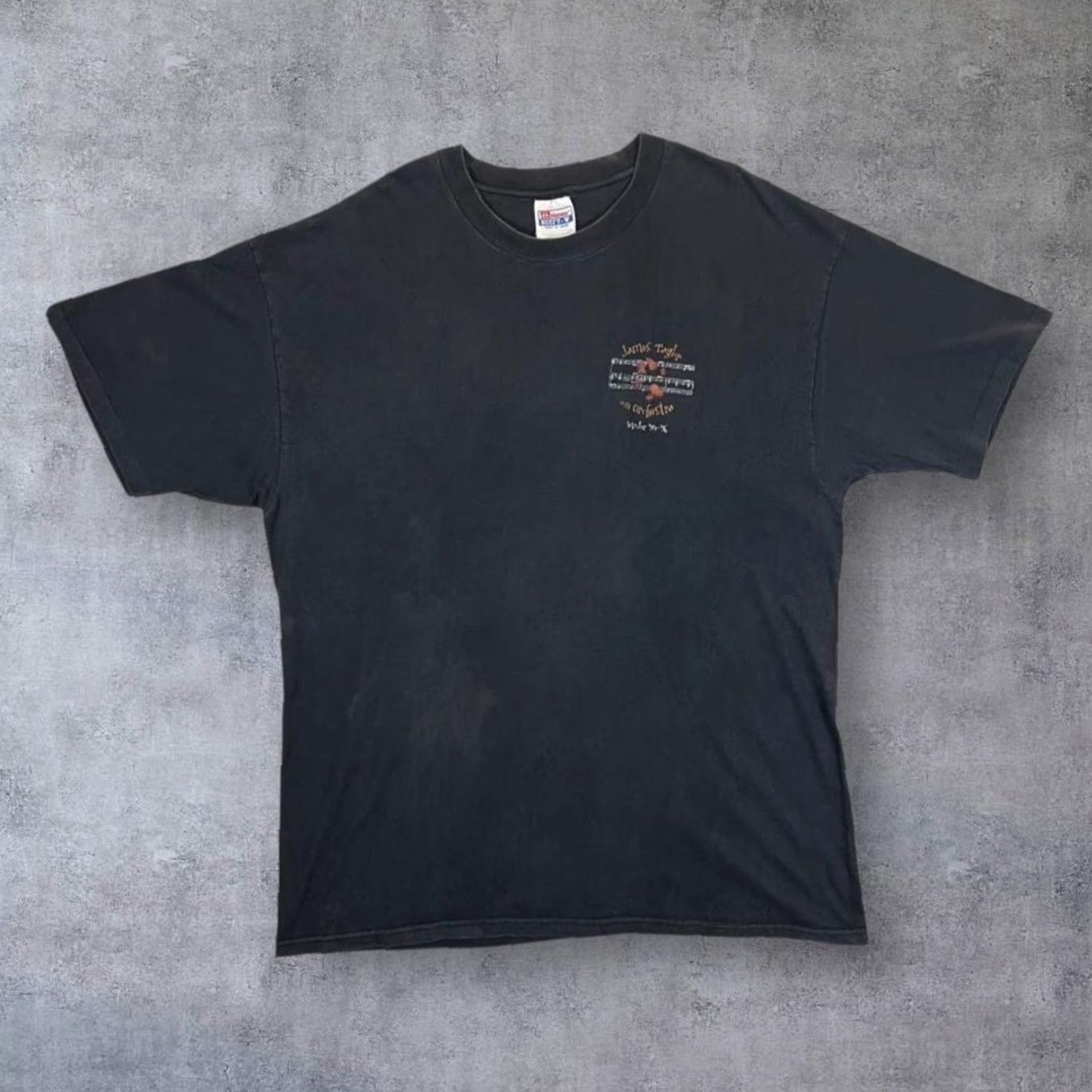 Hanes VINTAGE James Taylor With Orchestra "Winter 95-96" Music Band T-Shirt XL Black Mens Short Sleeve Hanes Single Stitch Graphic Front Back Size US XL / EU 56 / 4 - 2 Thumbnail