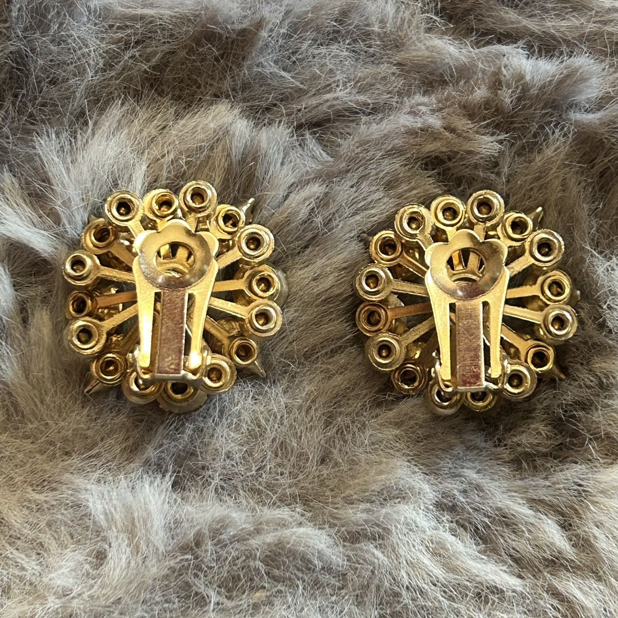 Vintage Vintage 60’s brown and clear glass stone clip on earrings Size ONE SIZE - 2 Thumbnail