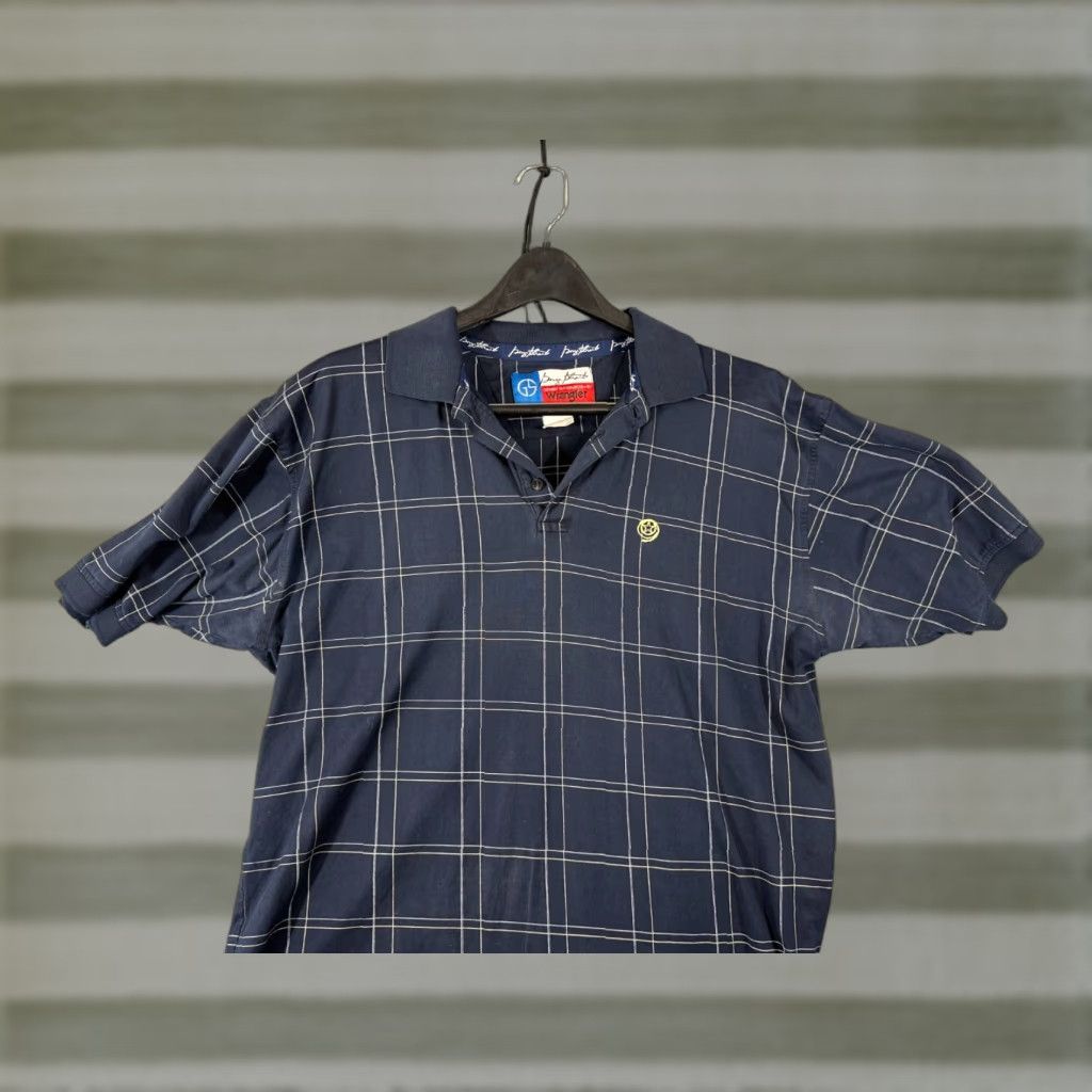 Wrangler VINTAGE Wrangler George Strait Polo Shirt Mens M Navy Blue Plaid Short Sleeve Size US M / EU 48-50 / 2 - 1 Thumbnail
