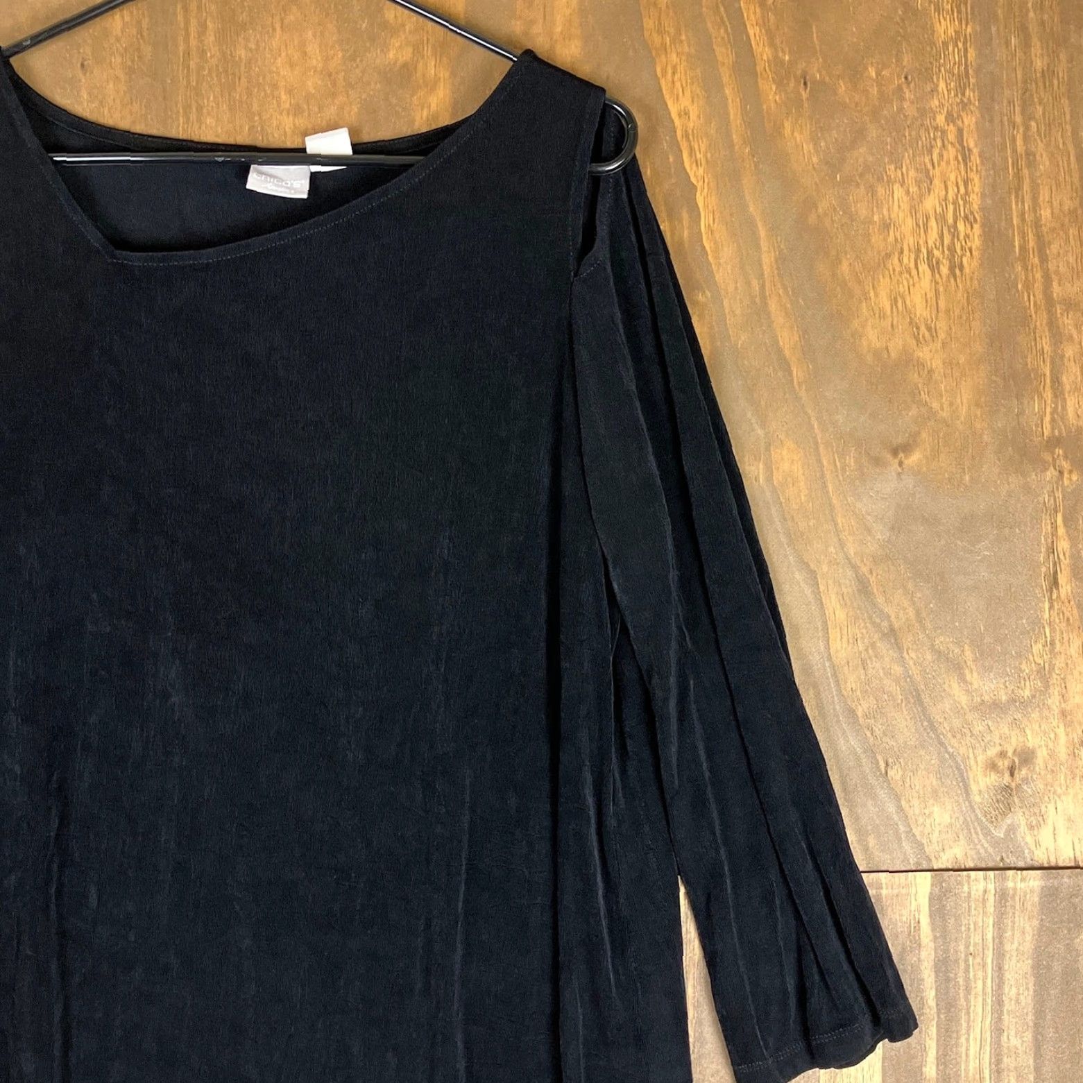 Vintage Chicos Travelers Women Blouse Black Shoulder Cut Outs Asymmetrical Tunic L Size L / US 10 / IT 46 - 5 Thumbnail
