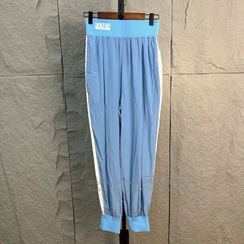 Fendi Fendi Side Navy Blue Logo Pants Size 25" / US 0 / IT 36 - 1 Thumbnail