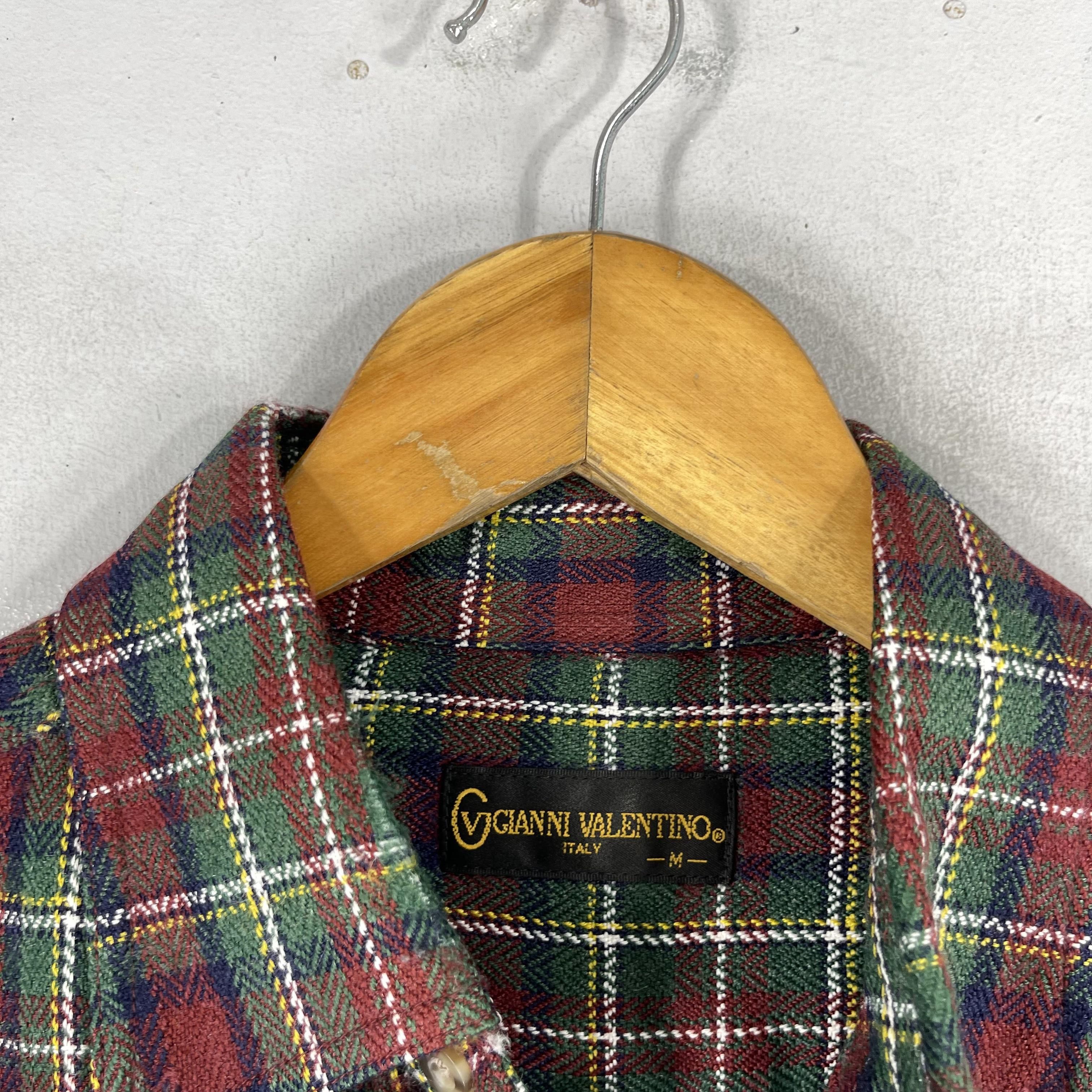 Designer × Flannel × Vintage Vintage GIANNI VALENTINO Plaid Red/Green Tartan Flannel Size US M / EU 48-50 / 2 - 5 Thumbnail