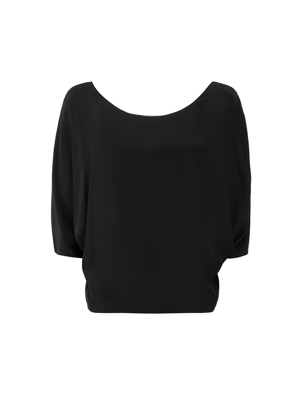 Black Silk Box-Cut Cropped Top