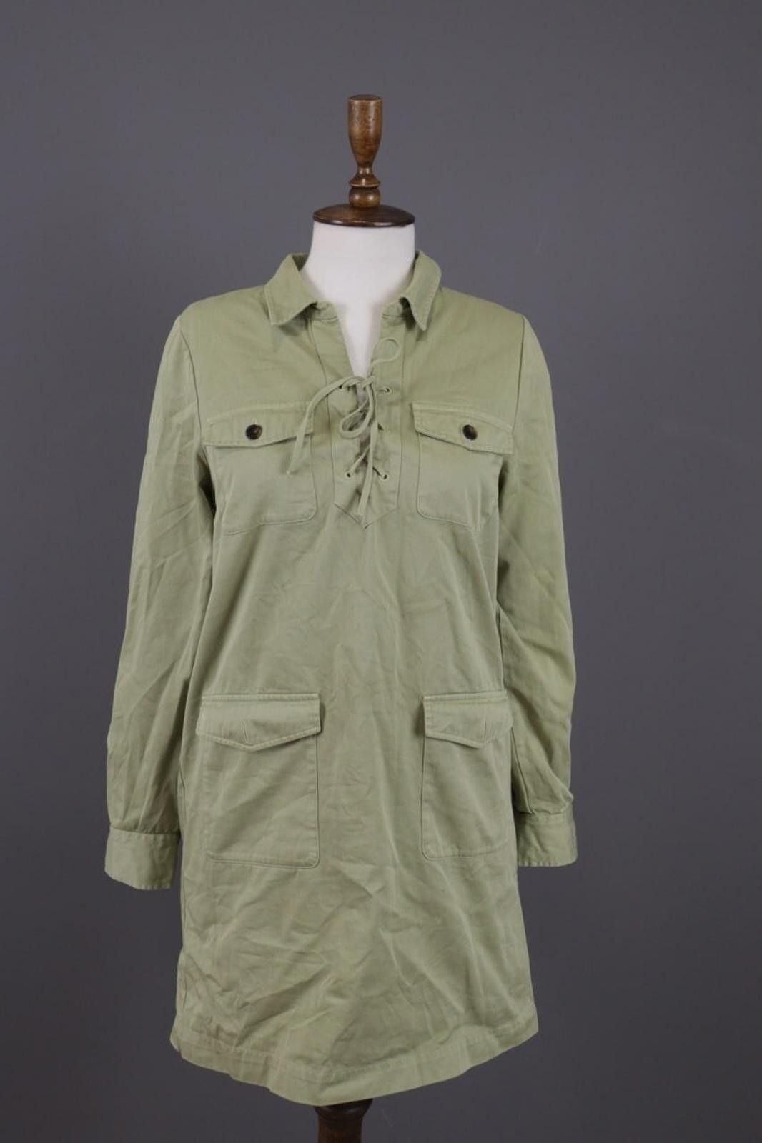 Designer Sezane Green Denim A-Line Short Dress Size 39 Size M / US 6-8 / IT 42-44 - 1 Thumbnail