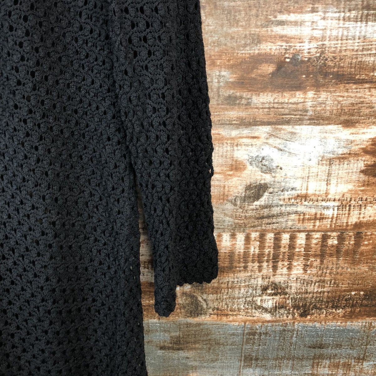 Homespun Knitwear Japan black crochet meshnet Cardigan Knitwear #A1646 Size M / US 6-8 / IT 42-44 - 8 Thumbnail