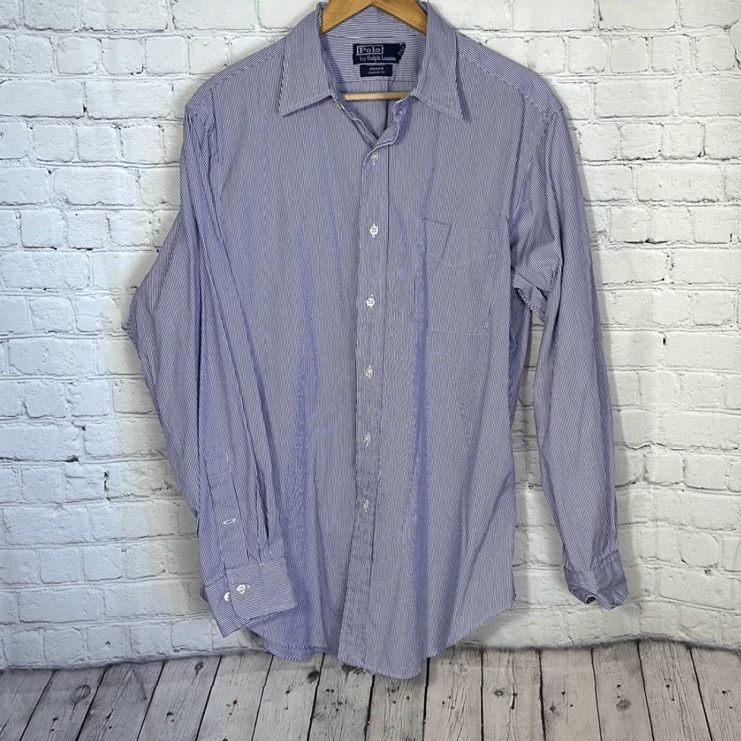 Ralph Lauren Polo Ralph Lauren Andrew Classic Fit Shirt Striped Purple White Cotton 16.5 Multicolor Mens Long Sleeve Button-Up Shirt Size US XL / EU 56 / 4 - 2 Thumbnail