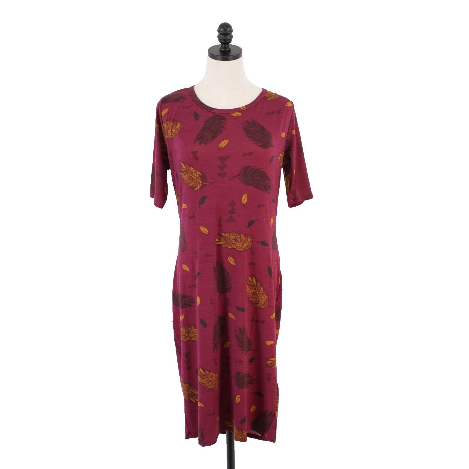 Designer NEW LuLaRoe Julia Large Red Floral Bodycon Dress Short Sleev Size L / US 10 / IT 46 - 1 Thumbnail