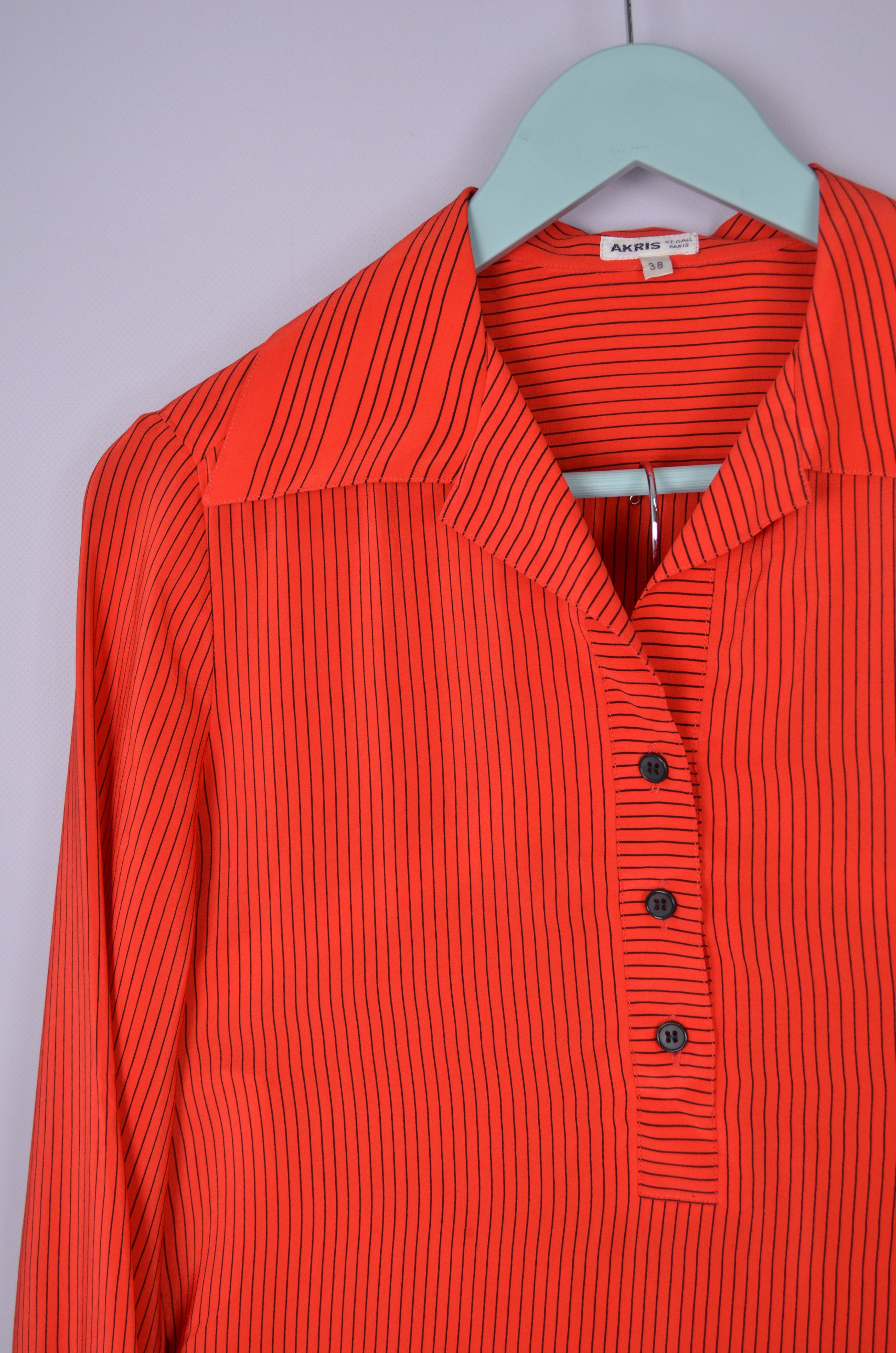 Akris × Designer Akris Feldpausch 100% Silk Stripe Suit Blouse Skirt Size 38 Size M / US 6-8 / IT 42-44 - 4 Thumbnail