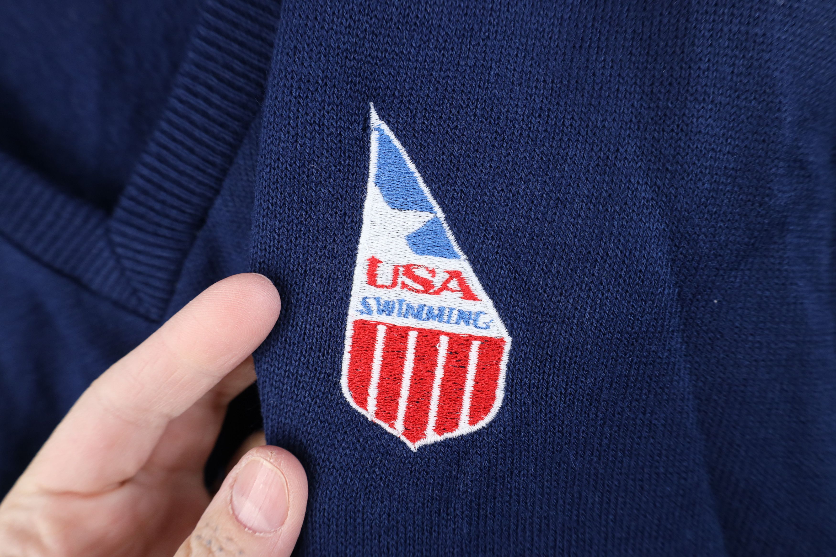 Vintage Vintage 80s 90s Olympics Swimming Team Swim Knit Sweater Size US L / EU 52-54 / 3 - 4 Thumbnail
