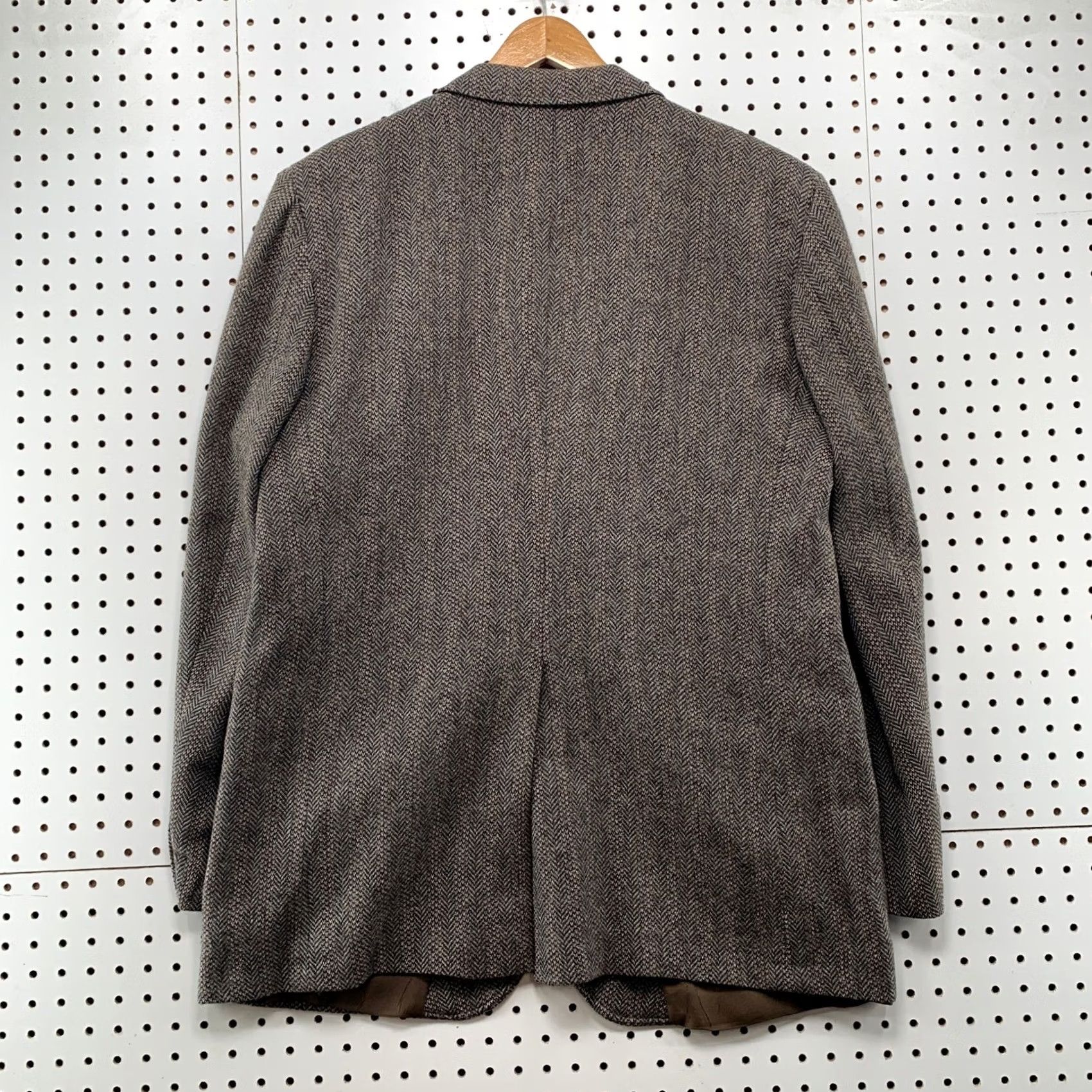 Vintage Vintage Kuppenheimer Blazer Sport Coat Mens Brown 80s Herringbone Wool 46R Size 46R - 2 Thumbnail