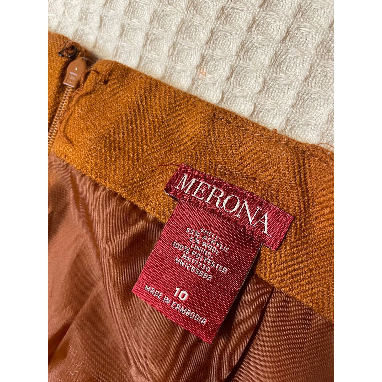 Merona Merona Wool Blend Rust Orange Retro High Waisted Mini Skirt Size 32" / US 10 / IT 46 - 3 Thumbnail