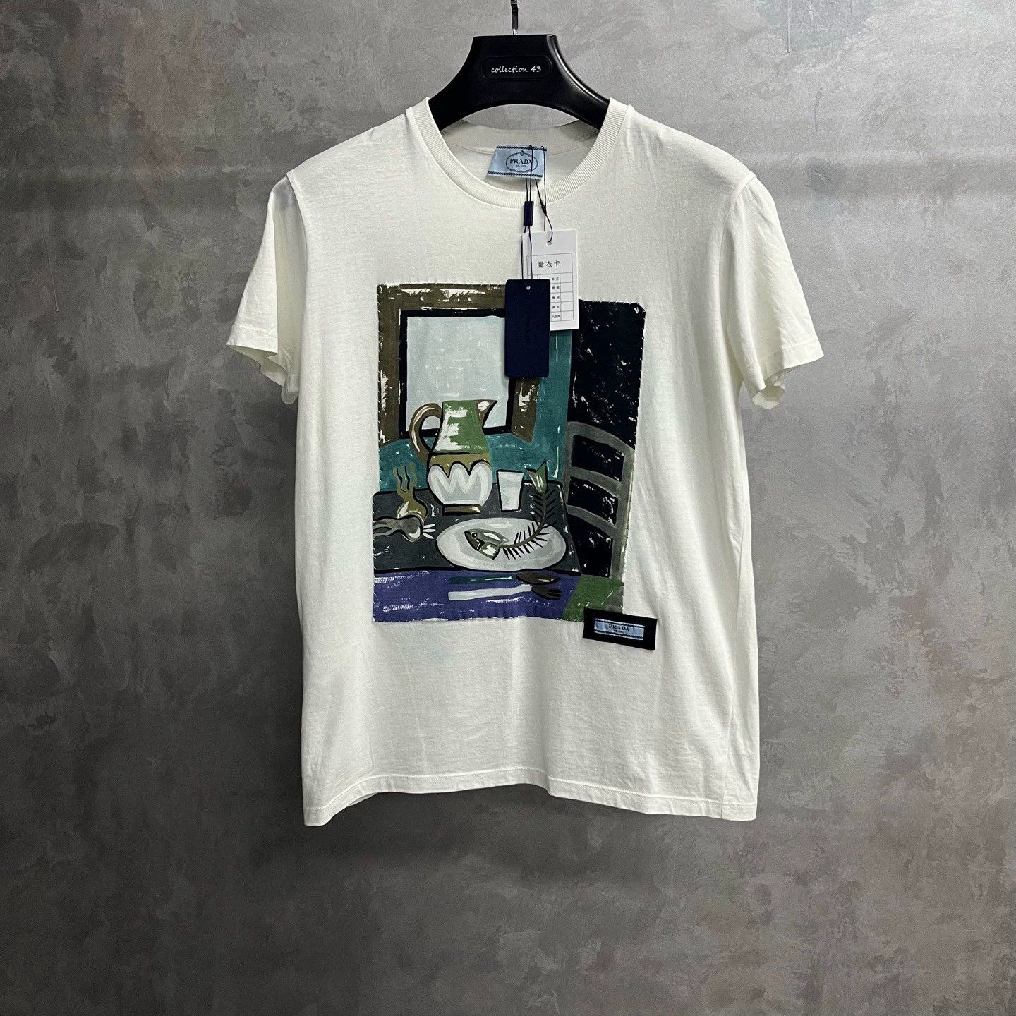 Prada prada white graphic print short sleeve t-shirt Size US L / EU 52-54 / 3 - 1 Thumbnail