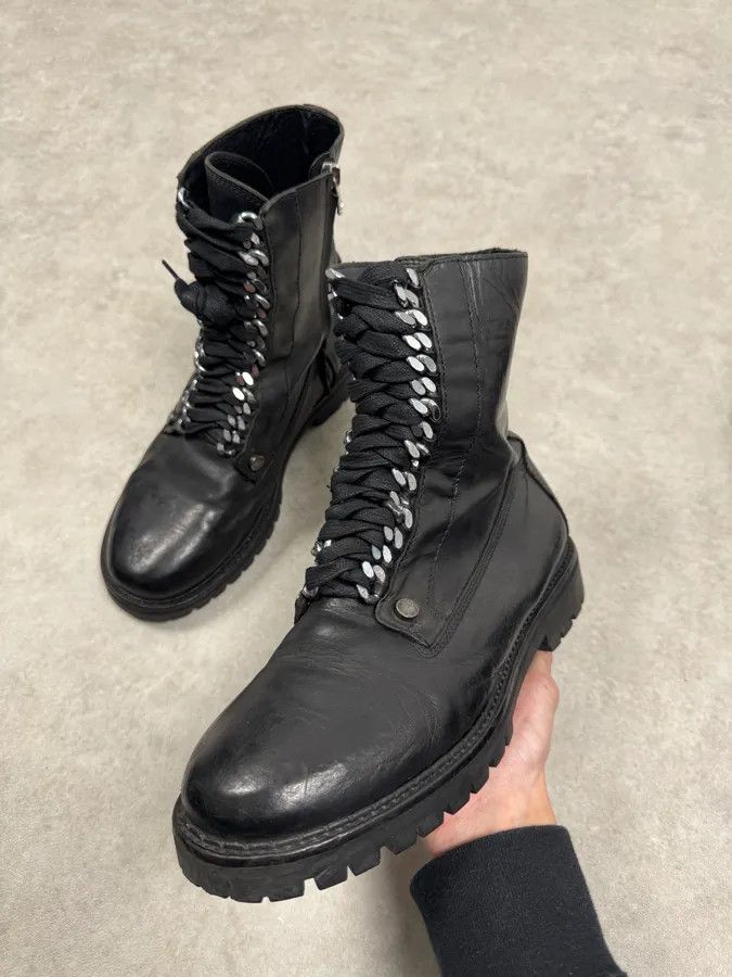 Just Cavalli 2000s Cavalli Black Chained Combat Leather Boots Size US 7 / EU 40 - 2 Thumbnail