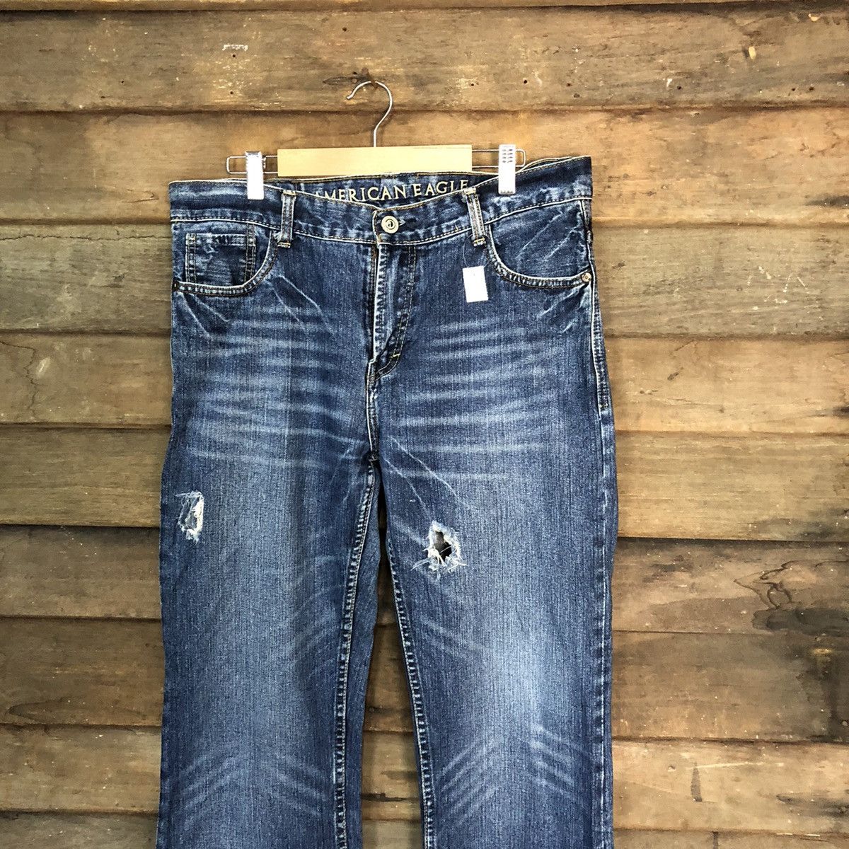 American Eagle Outfitters America Eagles Blue Disstressed Denim Pants #7389 Size US 32 / EU 48 - 2 Thumbnail