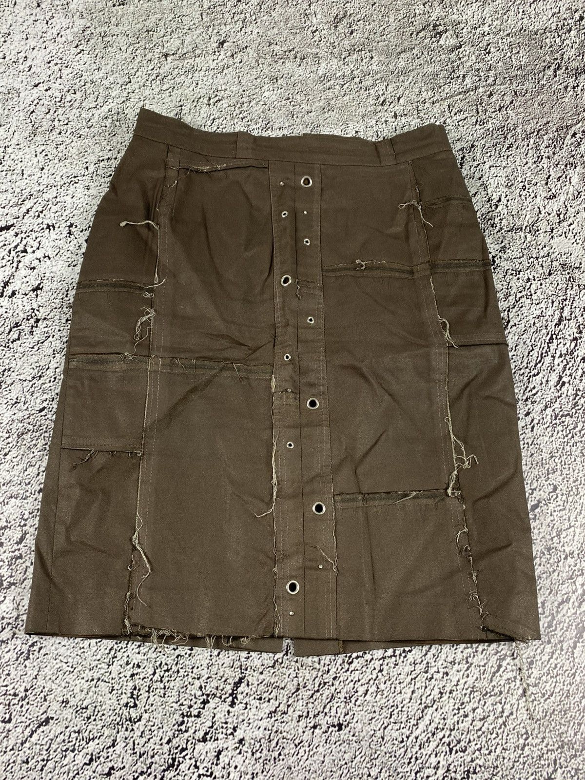 Vintage Vintage 80s brown patchwork midi skirt 00s retro style Size 29" - 4 Thumbnail
