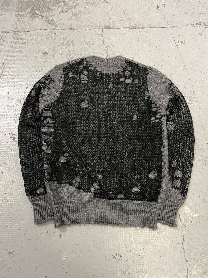 Diesel Diesel Grey & Black Distressed Spider Web Knit Sweater Size US S / EU 44-46 / 1 - 8 Thumbnail