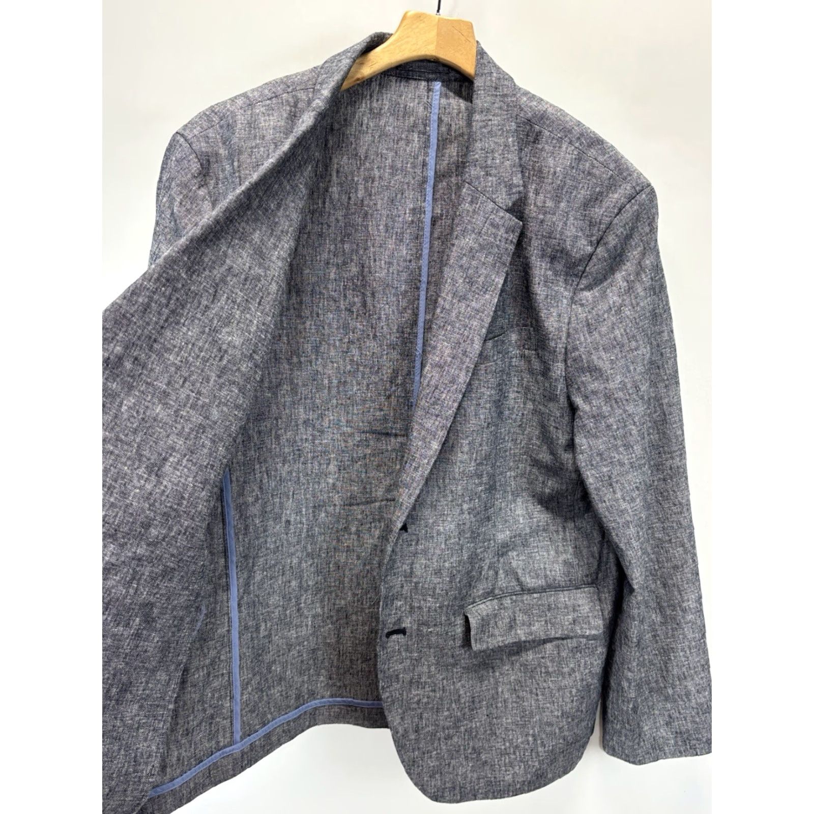 Old Navy Old Navy Blazer Sport Coat XL 44 Blue Linen Blend Double Button Front Mens Size 46R - 5 Thumbnail