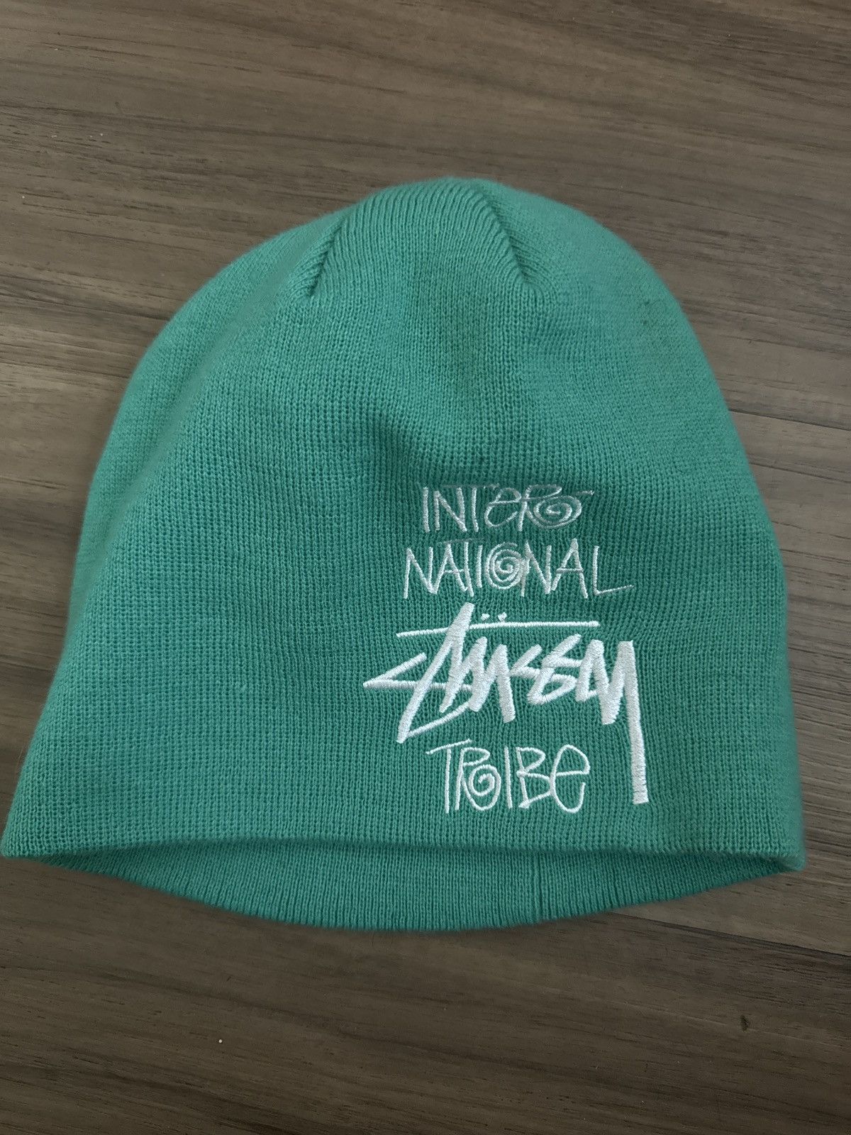 ?RARE?Stussy World Tribe Beanie? Stussy SS Link Logo Graphic Skully Beanie Neon Green OSFA  main image 2