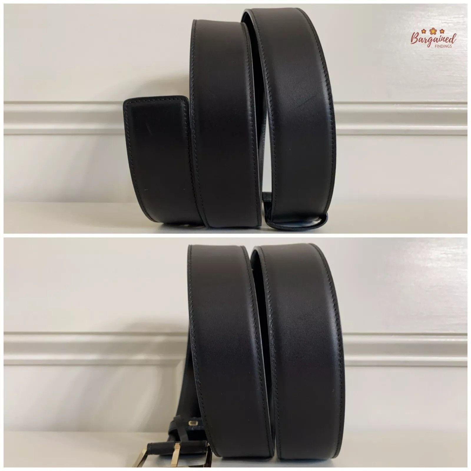 Gucci Gucci Black Smooth Calfskin Leather Gold Buckle Belt Size 42 - 6 Thumbnail