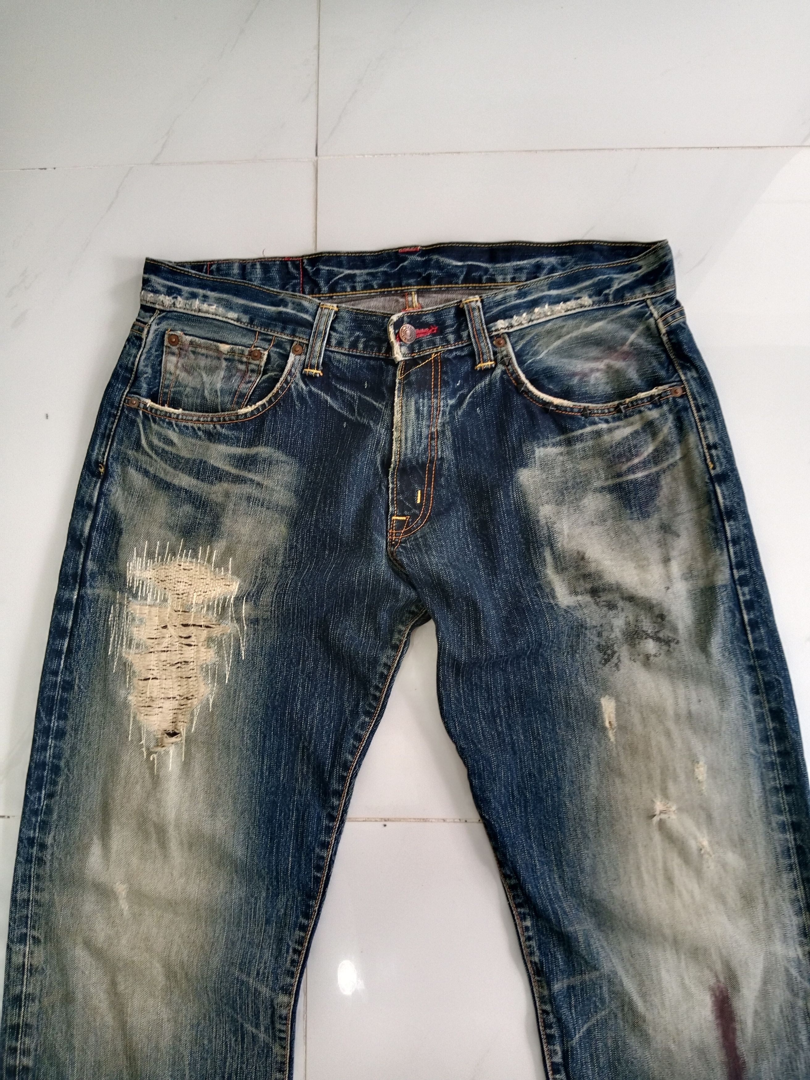 Edwin EDWIN Distressed Jeans Japanese Brand Blue Denim Size US 37 - 5 Thumbnail