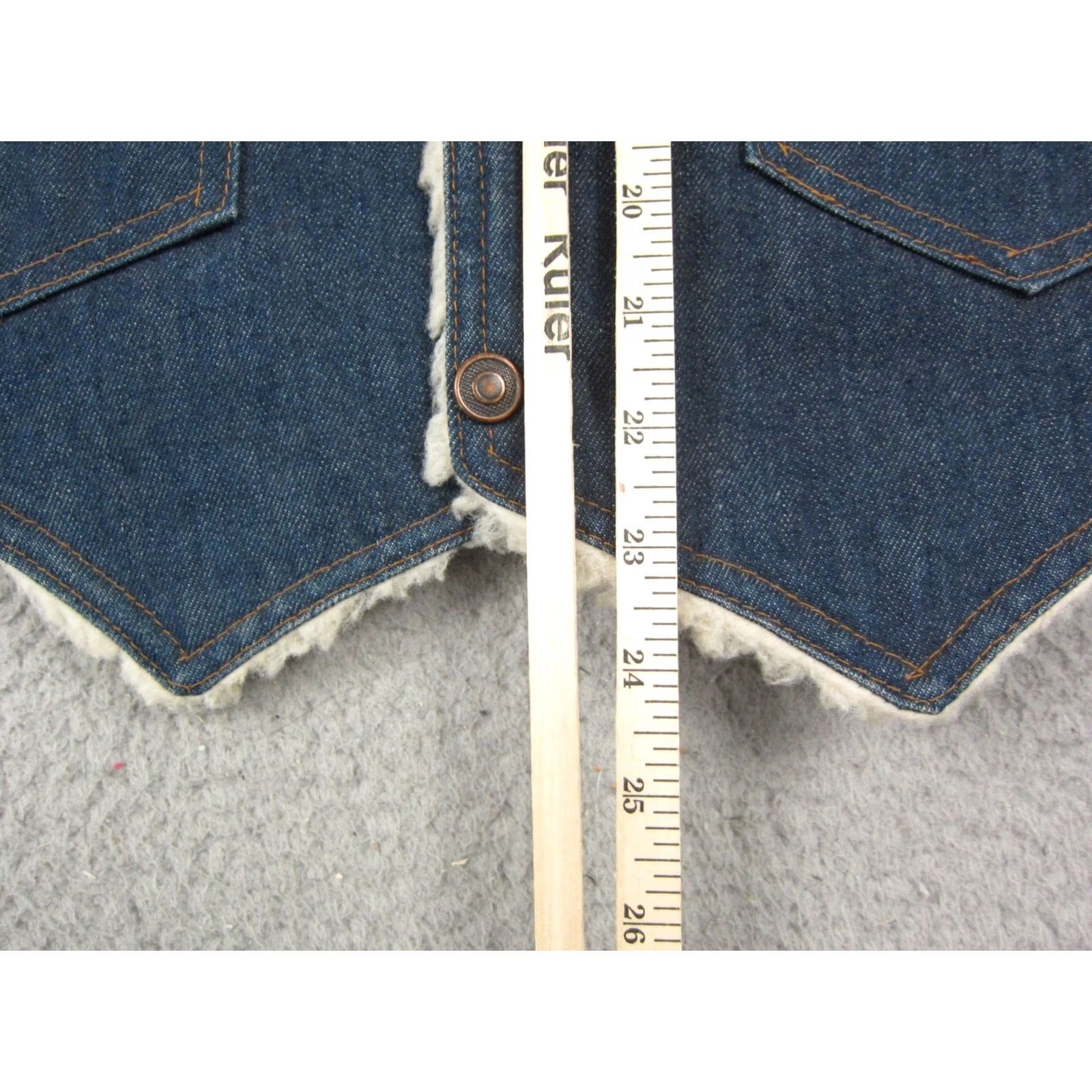 Denime VINTAGE Western Trucker Vest Mens Small 38 Blue Sherpa Lined Denim 60s 50s 80s 90s Size US XXS / EU 40 - 7 Thumbnail