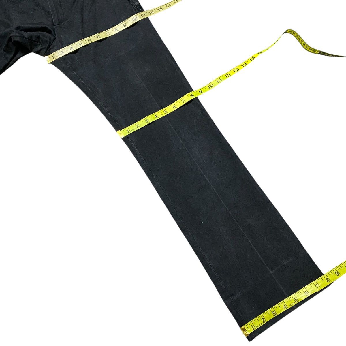 Dior × Hedi Slimane SS04 'STRIP' Dior Homme Black Faded Pants Leather Trimmed Size US 29 - 21 Thumbnail