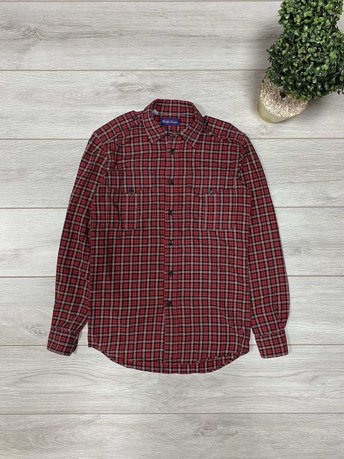 Ralph Lauren Purple Label POLO purple label Ralph Lauren check shirt buttons flannel Size US S / EU 44-46 / 1 - 1 Thumbnail