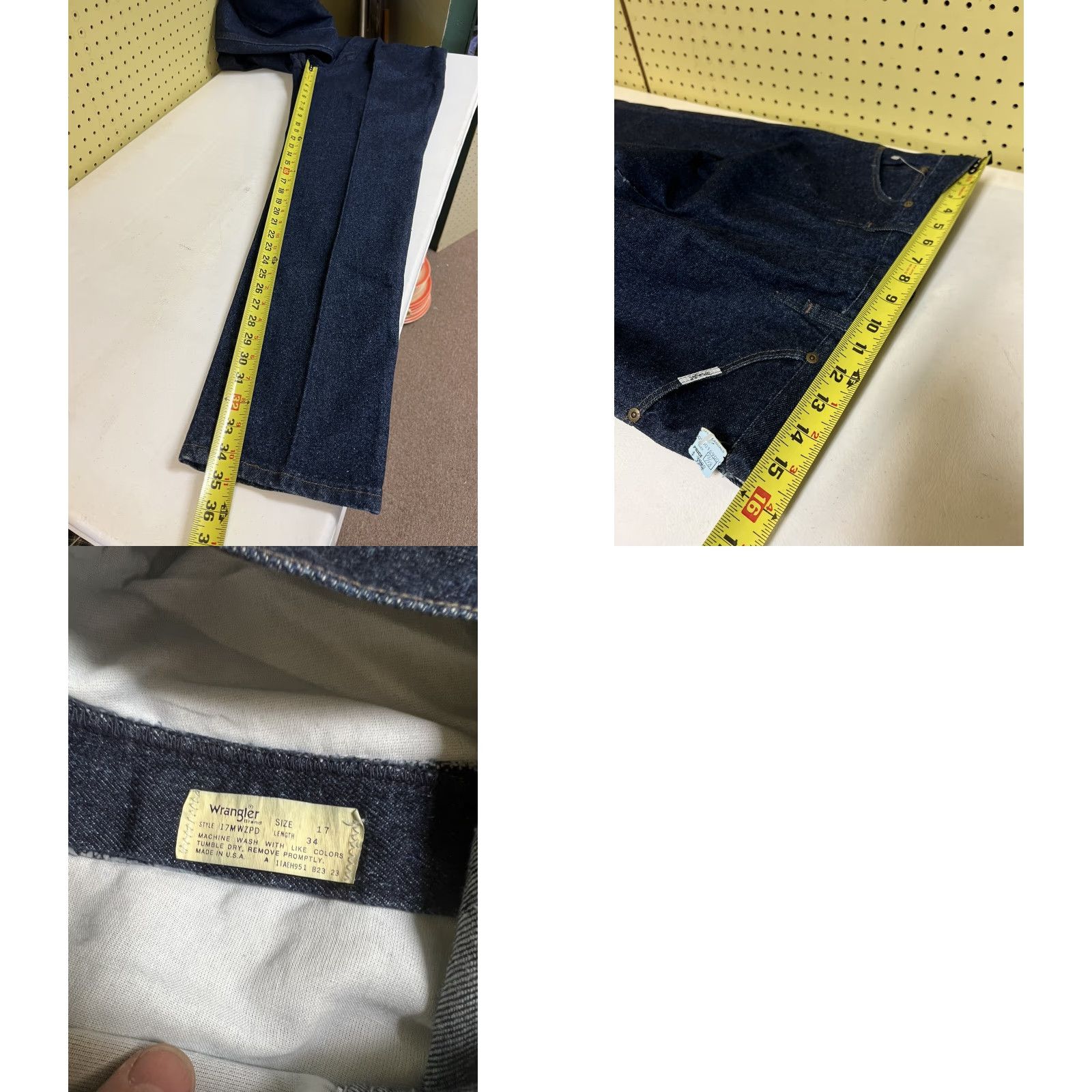 Wrangler VINTAGE Wrangler Riata Dark Wash High Rise Denim Jeans Junior Sz 17 34L Girls Blue 1970s NOS Wrangler Riata High Rise Denim Jeans Size 24" / US 00 / IT 34 - 8 Thumbnail