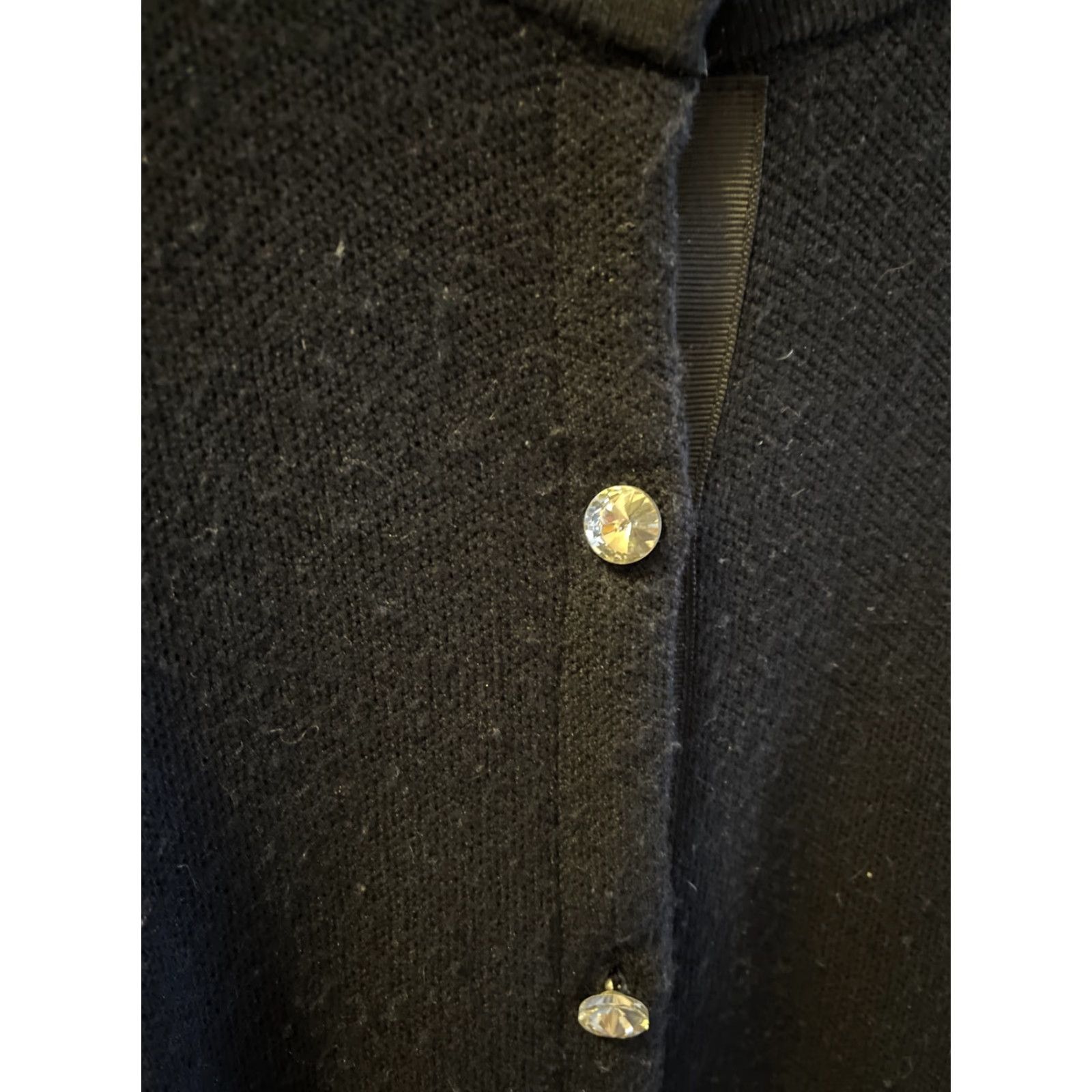 Zara ZARA Black Knit Cardigan with Rhinestone Buttons, Size Medium, Womens, Classic, Solid, Preppy Size M / US 6-8 / IT 42-44 - 3 Thumbnail