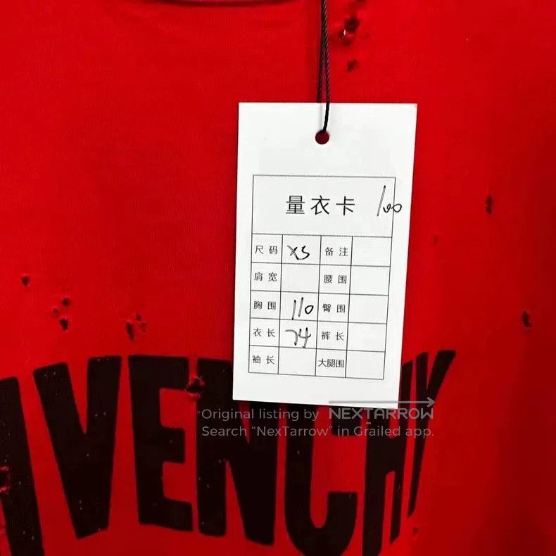 Givenchy Givenchy Red Ripped Short-Sleeve Shirt OS XS Size Size US XL / EU 56 / 4 - 5 Thumbnail