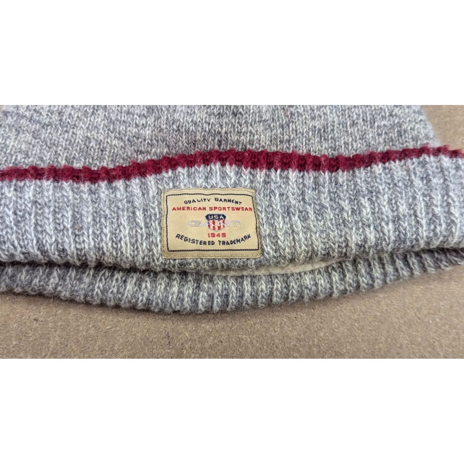Gant VINTAGE GANT Wool Beanie Hat Size S-M Gray Cuffed Ribbon Insulated Beanie Mens Womens Unisex Adults Knit Wool Insulated Moisture Wicking Size ONE SIZE - 4 Thumbnail