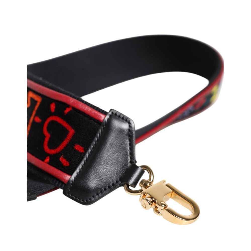 Dolce & Gabbana Dolce & Gabbana Black Cotton Printed Bag Shoulder Strap Size ONE SIZE - 5 Thumbnail