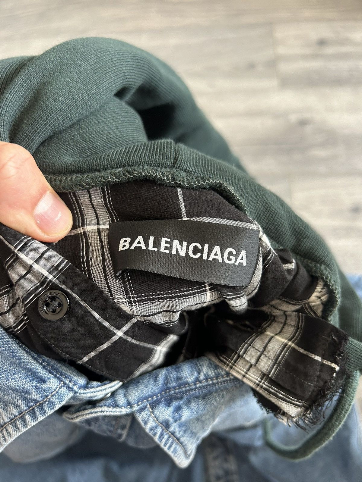 Balenciaga Layered Denim and Flannel Shirt w/ Removable Denim Vest Size US M / EU 48-50 / 2 - 22 Thumbnail