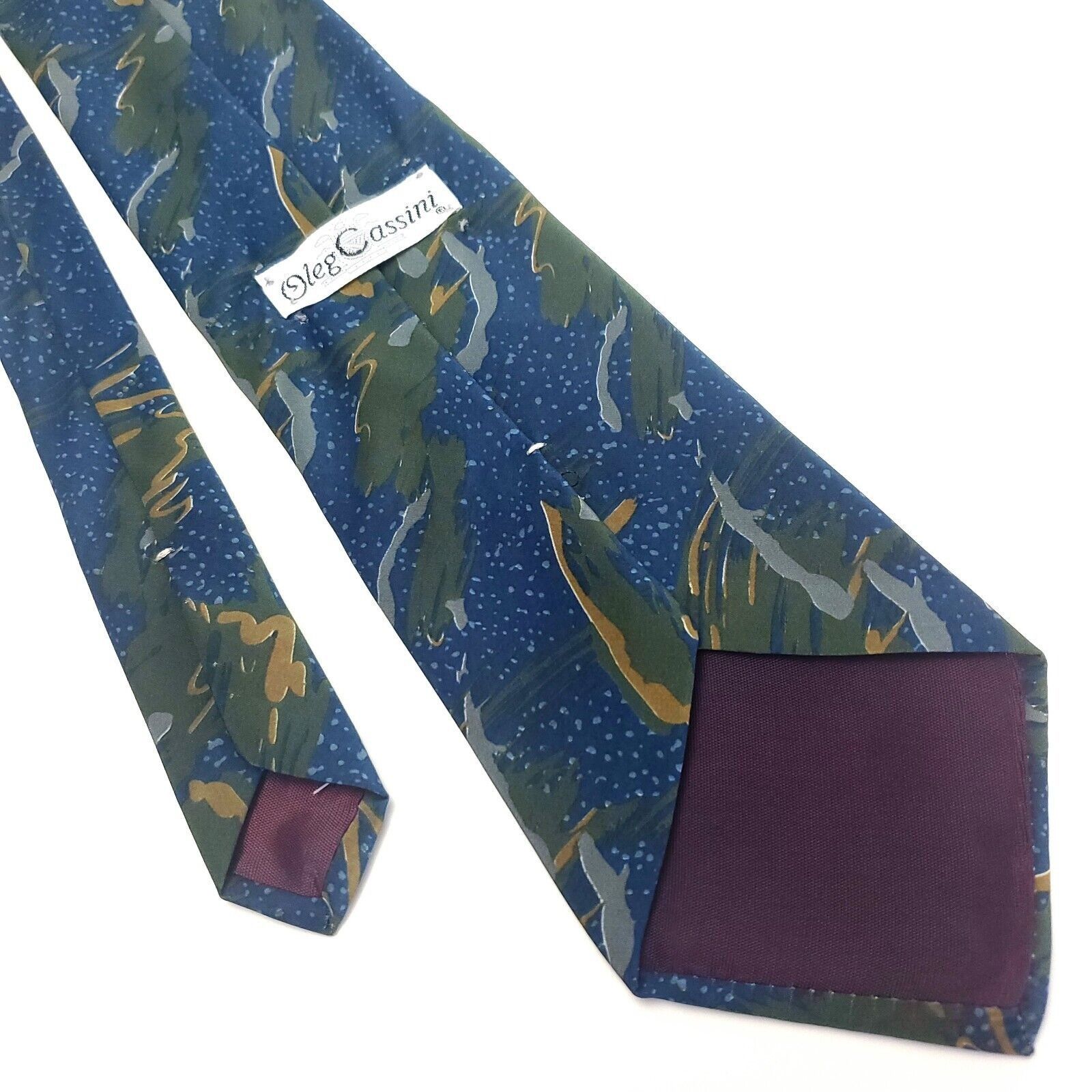 Oleg Cassini Oleg Cassini Blue Green Silk Tie Woven Abstract Size ONE SIZE - 3 Thumbnail